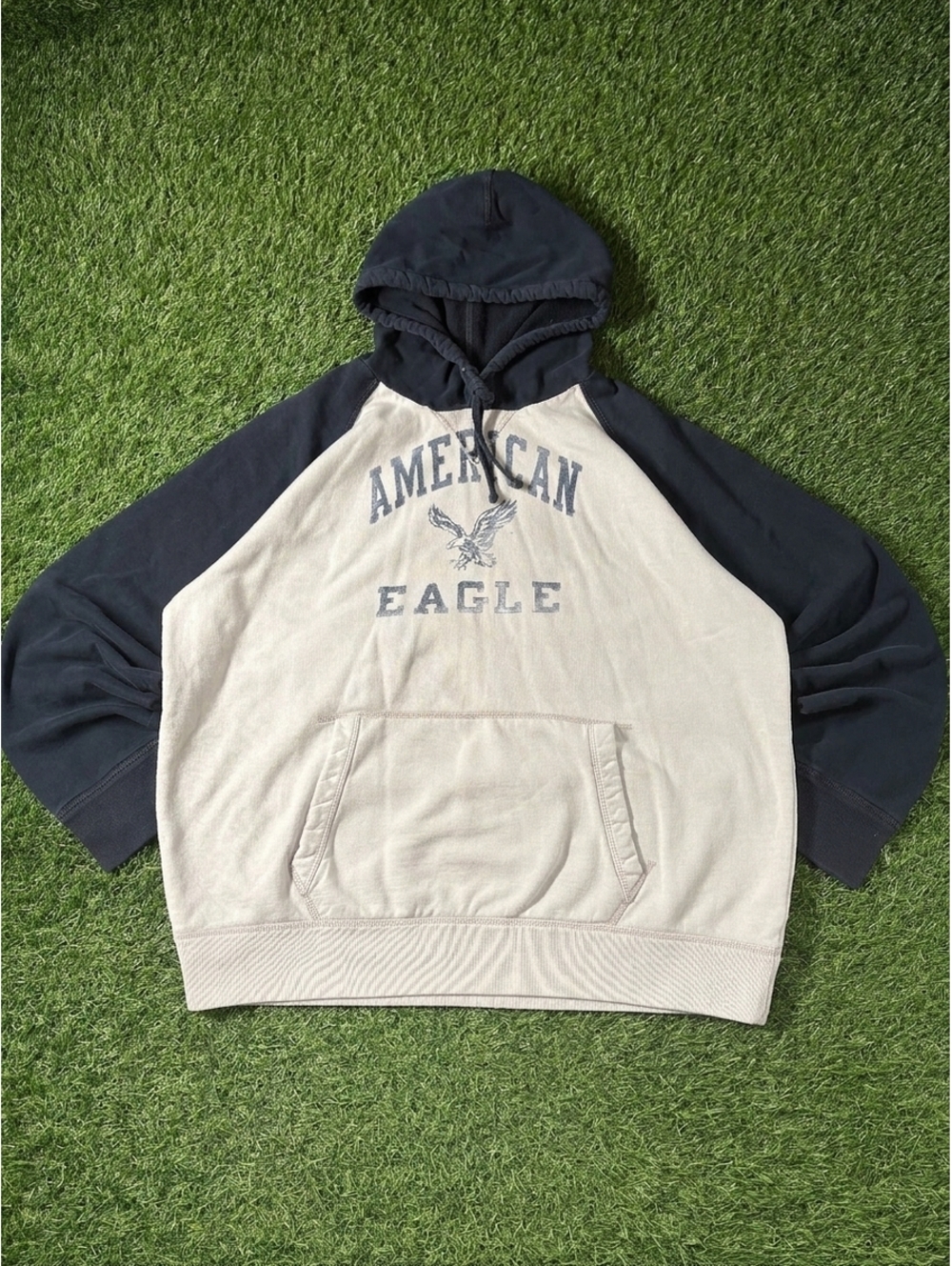 Y2k American Eagle Hoodie Colorblock Pullover Sweatshirt Top Men's Size XXL